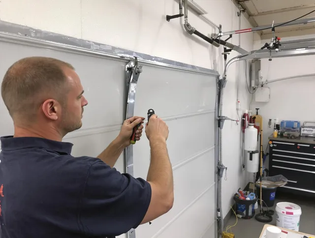 Before and after garage door dent repair by Enfield Garage Door Repair in Enfield