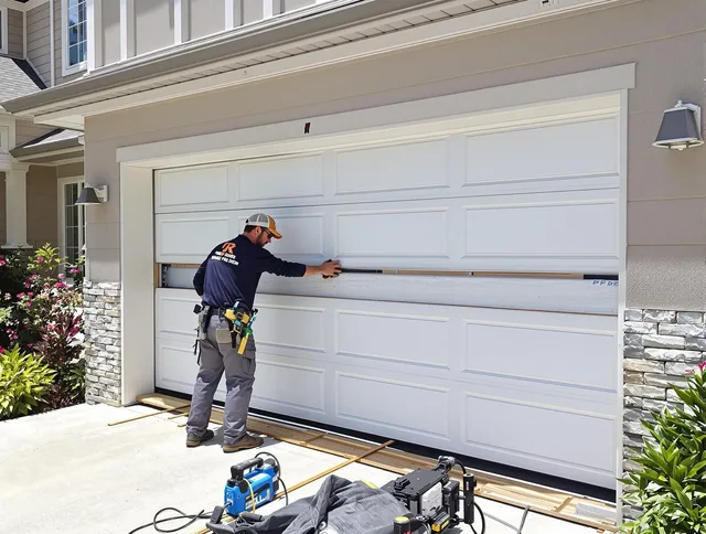 Enfield Garage Door Repair team performing complete garage door replacement at Enfield residence
