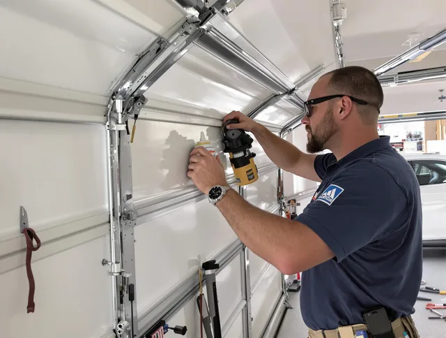 Enfield Garage Door Repair technician quieting a noisy garage door in Enfield