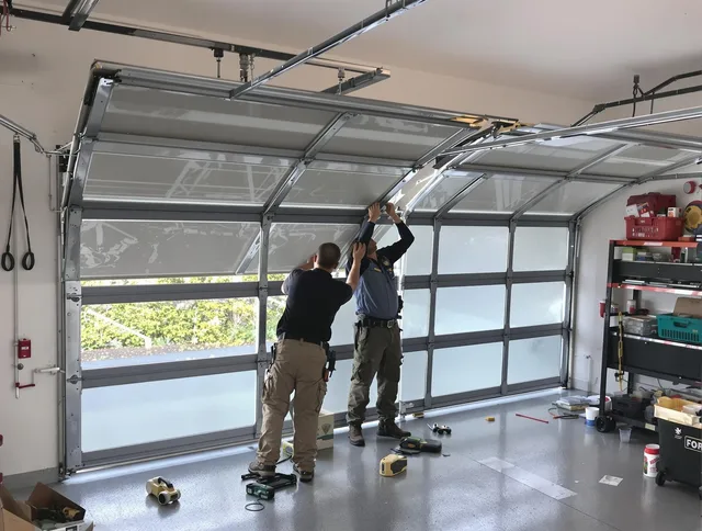 Enfield Garage Door Repair expert performing precise panel replacement on Enfield garage door